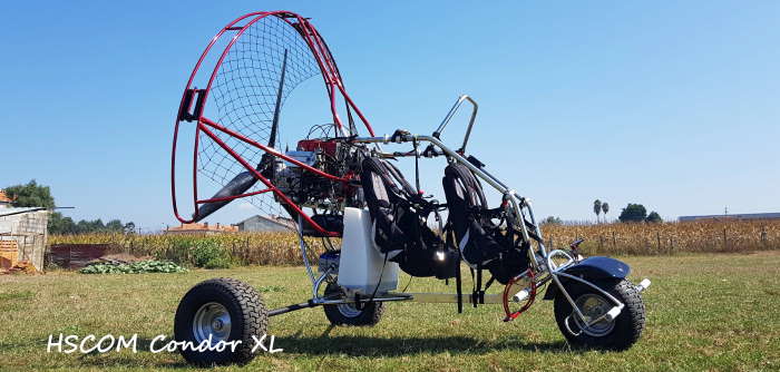 HSCOM Condor XL : chariot paramoteur biplace, distribué par Vosges Plaine Paramoteur